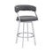 Armen Living - Dione Swivel Bar or Counter Stool in Grey Faux Leather and Metal - 840254335134