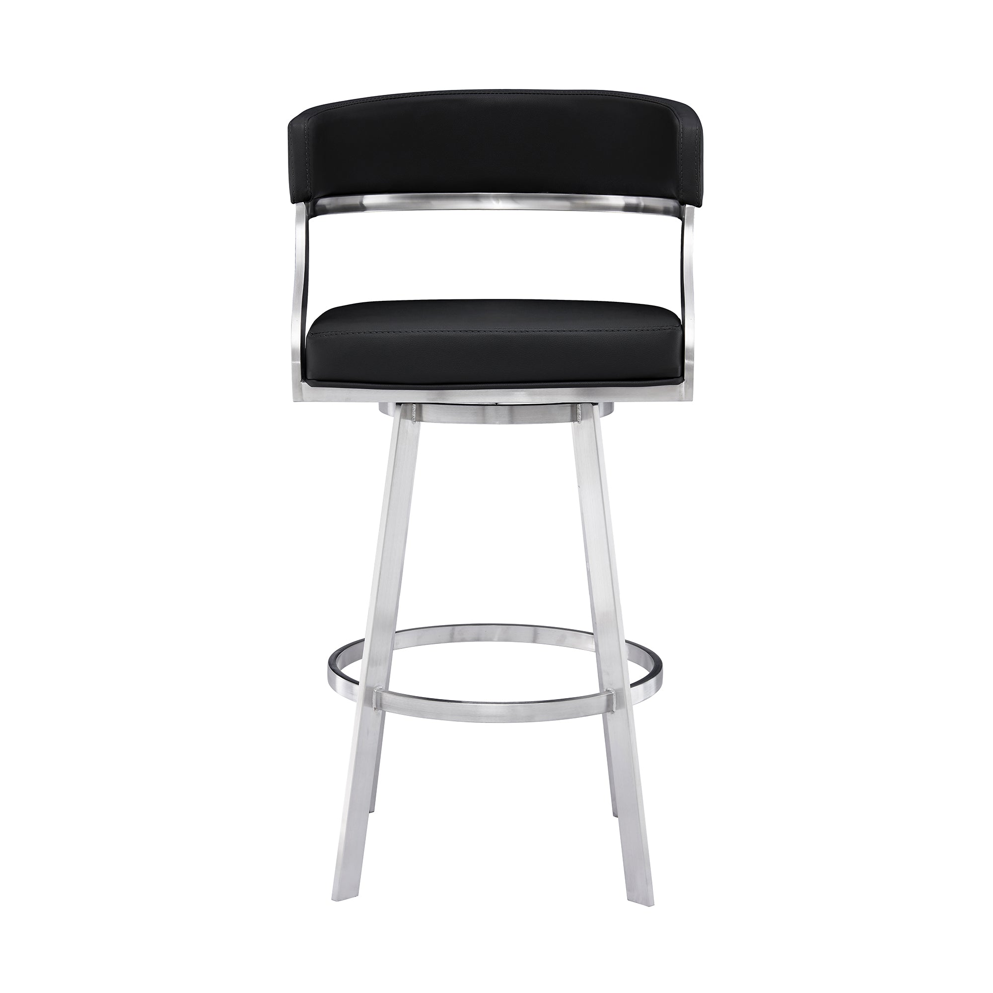 Armen Living - Dione Swivel Bar or Counter Stool in Black Faux Leather and Metal - 840254335141