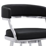 Armen Living - Dione Swivel Bar or Counter Stool in Black Faux Leather and Metal - 840254335141