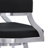 Armen Living - Dione Swivel Bar or Counter Stool in Black Faux Leather and Metal - 840254335141