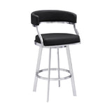 Armen Living - Dione Swivel Bar or Counter Stool in Black Faux Leather and Metal - 840254335141