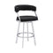 Armen Living - Dione Swivel Bar or Counter Stool in Black Faux Leather and Metal - 840254335158