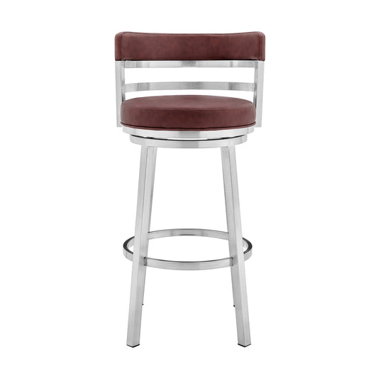 Armen Living - Titana Bar or Counter Stool in Red Faux Leather and Metal - 840254335165