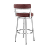 Armen Living - Titana Bar or Counter Stool in Red Faux Leather and Metal - 840254335165