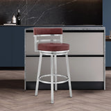 Armen Living - Titana Bar or Counter Stool in Red Faux Leather and Metal - 840254335172