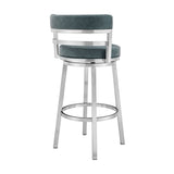 Armen Living - Titana Bar or Counter Stool in Blue Faux Leather and Metal - 840254335189