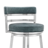 Armen Living - Titana Bar or Counter Stool in Blue Faux Leather and Metal - 840254335189