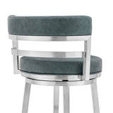 Armen Living - Titana Bar or Counter Stool in Blue Faux Leather and Metal - 840254335196