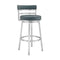 Armen Living - Titana Bar or Counter Stool in Blue Faux Leather and Metal - 840254335196