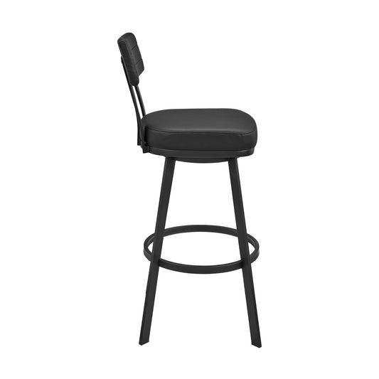 Armen Living - Jinab Swivel Counter or Bar Stool in Faux Leather and Metal - 840254335219