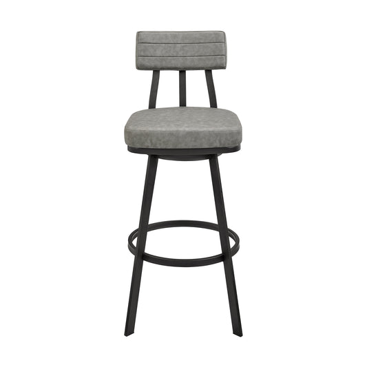 Armen Living - Jinab Swivel Counter or Bar Stool in Faux Leather and Metal - 840254335233