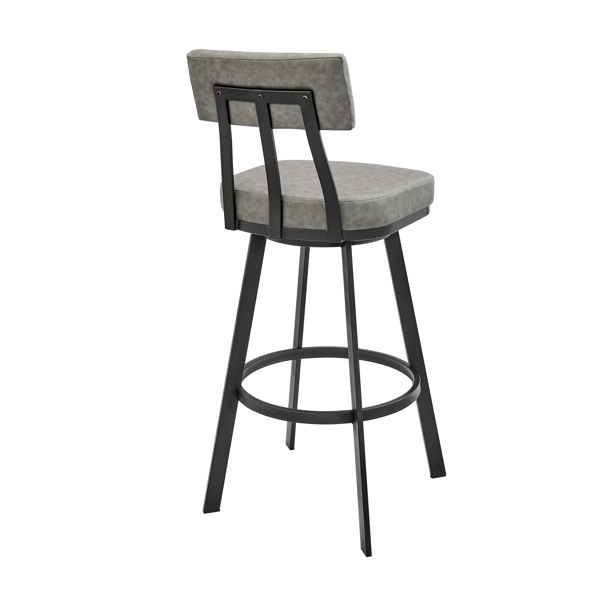 Armen Living - Jinab Swivel Counter or Bar Stool in Faux Leather and Metal - 840254335233