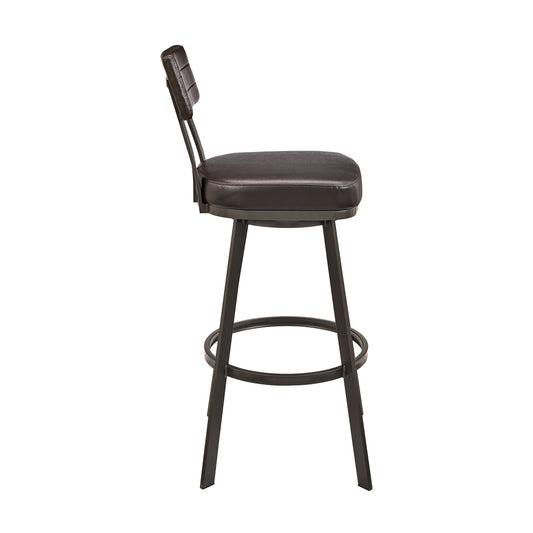 Armen Living - Jinab Swivel Counter or Bar Stool in Faux Leather and Metal - 840254335240