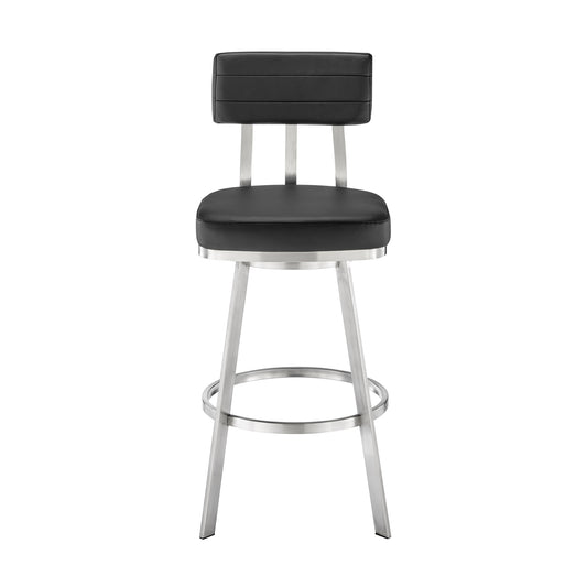 Armen Living - Jinab Swivel Counter or Bar Stool in Faux Leather and Metal - 840254335264