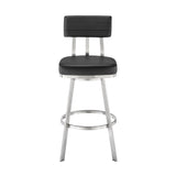 Armen Living - Jinab Swivel Counter or Bar Stool in Faux Leather and Metal - 840254335264