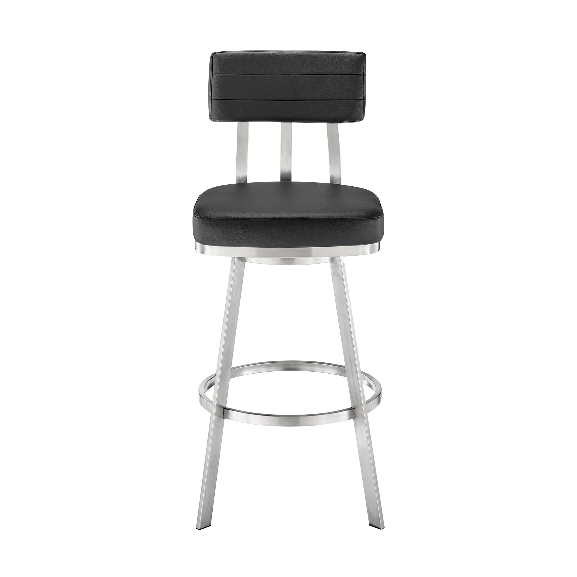 Armen Living - Jinab Swivel Counter or Bar Stool in Faux Leather and Metal - 840254335271
