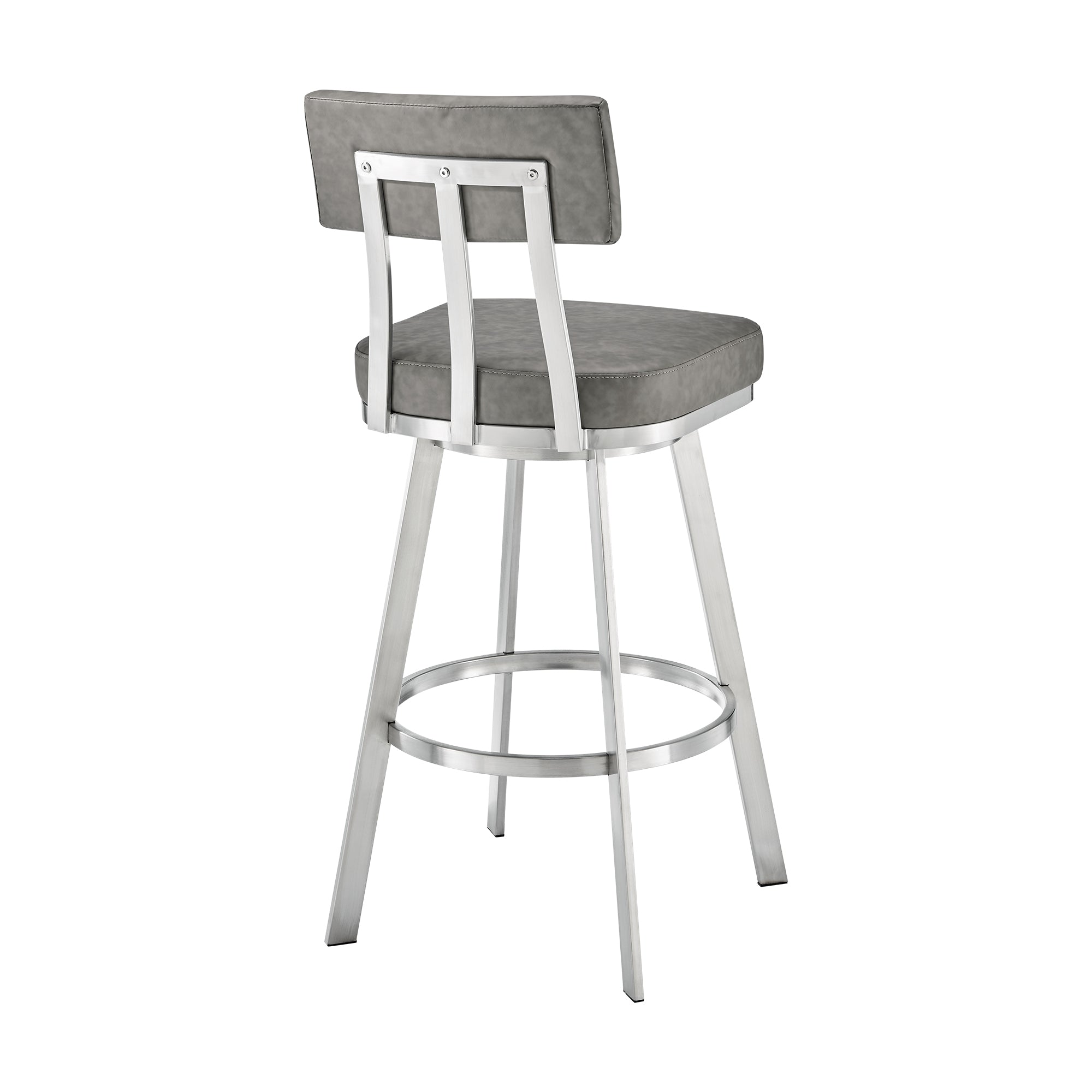 Armen Living - Jinab Swivel Counter or Bar Stool in Faux Leather and Metal - 840254335288