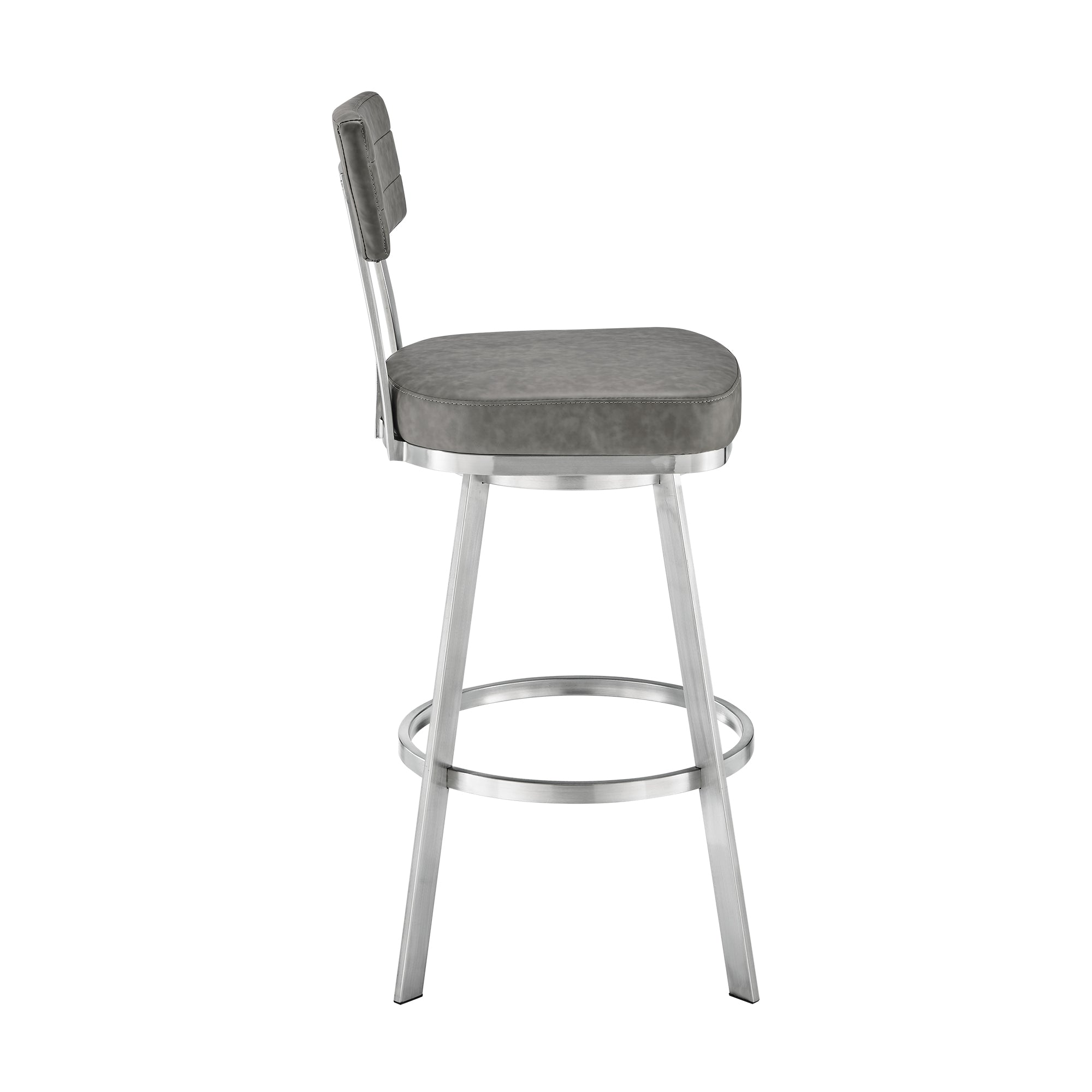Armen Living - Jinab Swivel Counter or Bar Stool in Faux Leather and Metal - 840254335295