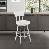 Armen Living - Jinab Swivel Counter or Bar Stool in Faux Leather and Metal - 840254335318