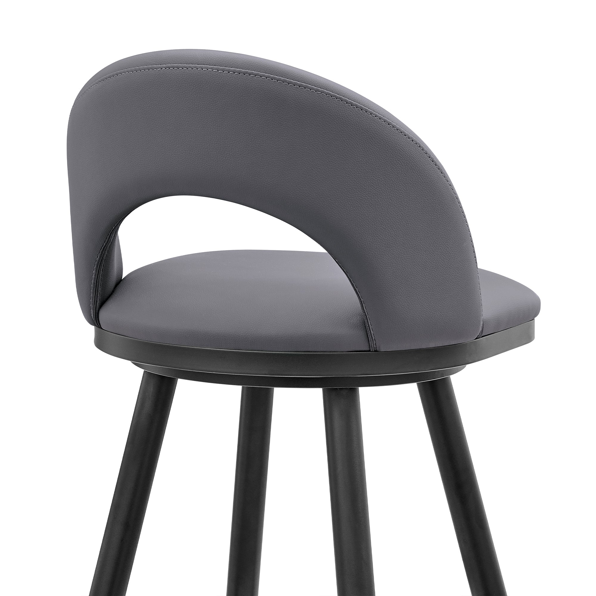 Armen Living - Lottech Swivel Counter or Bar Stool in Faux Leather and Metal - 840254335332
