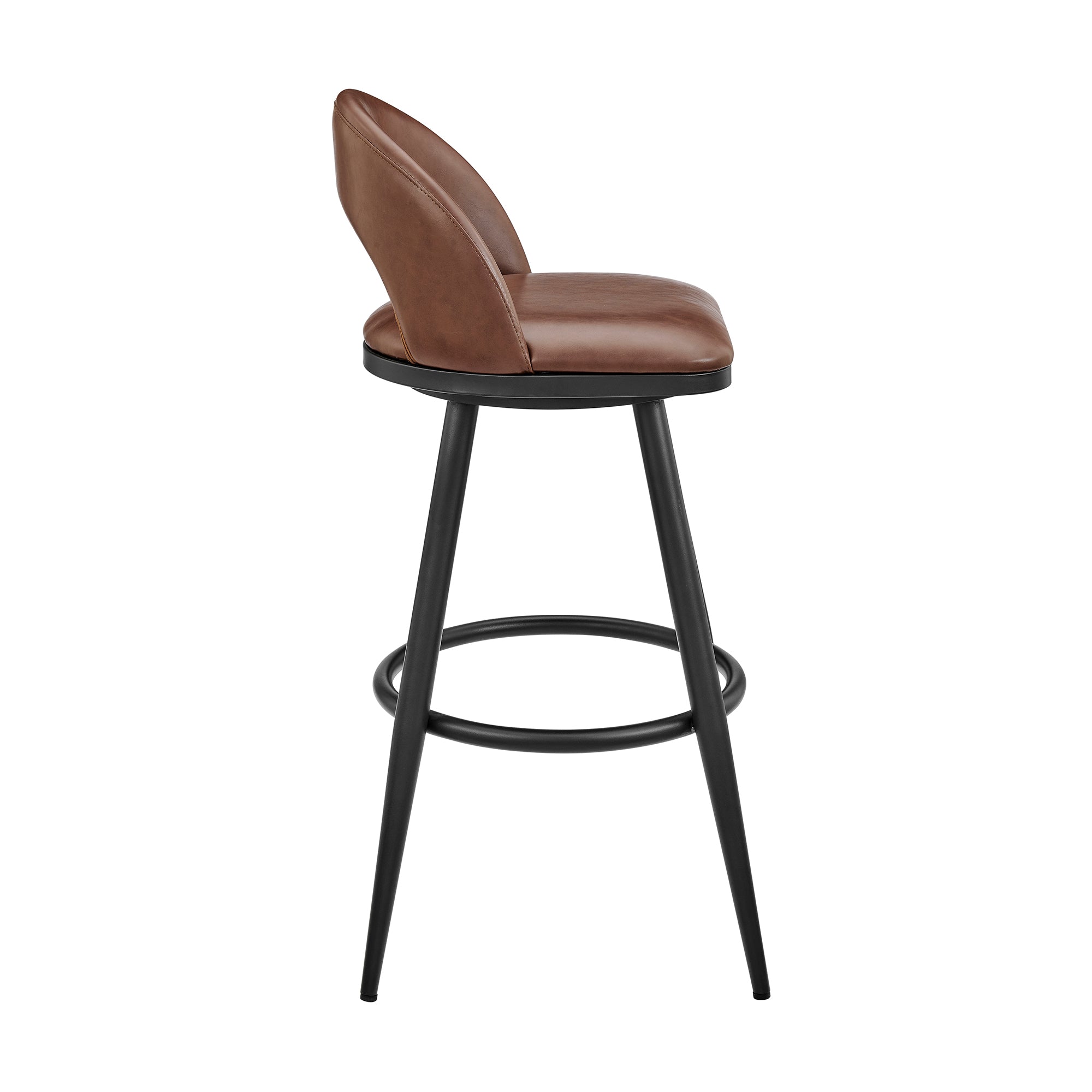 Armen Living - Lottech Swivel Counter or Bar Stool in Faux Leather and Metal - 840254335349