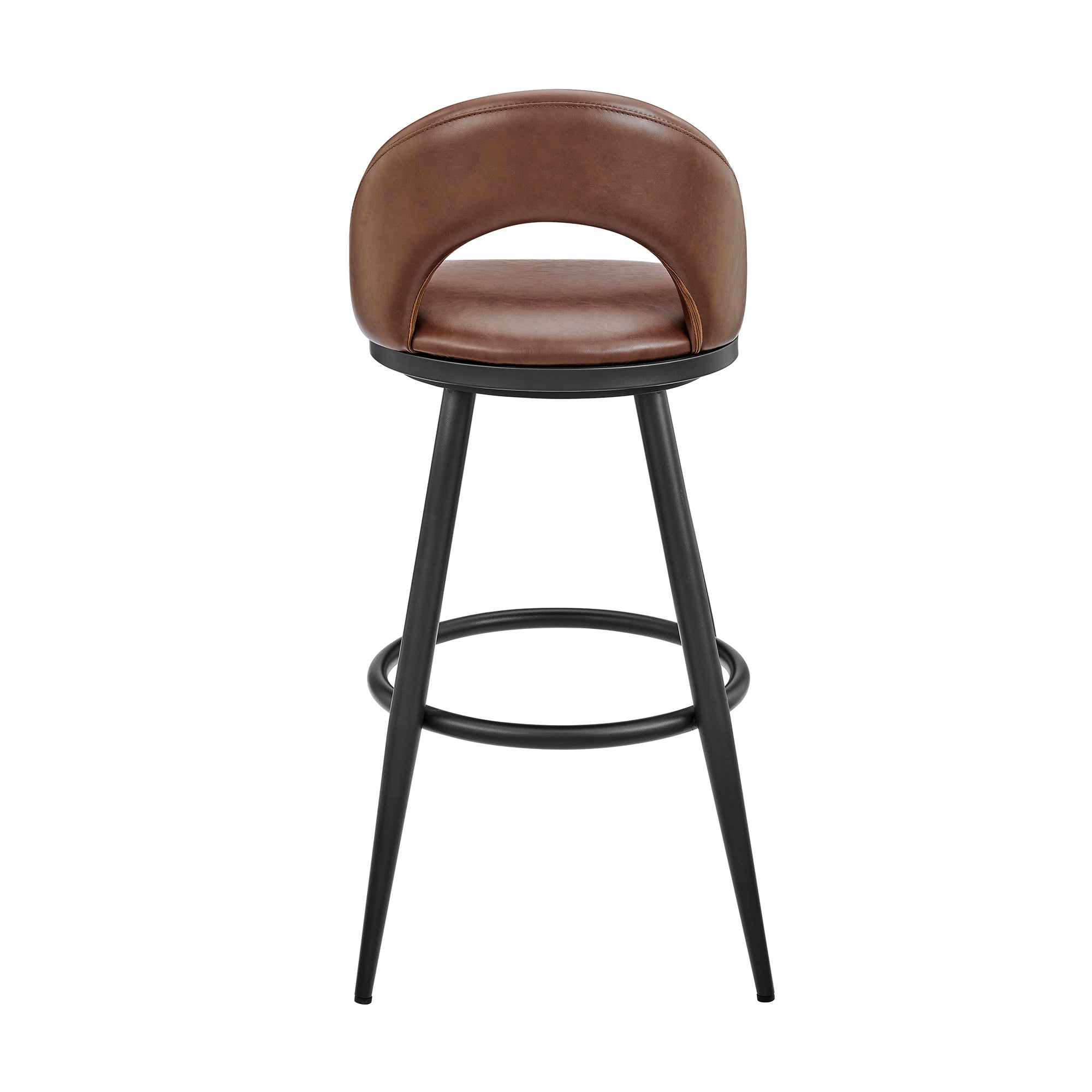 Armen Living - Lottech Swivel Counter or Bar Stool in Faux Leather and Metal - 840254335349