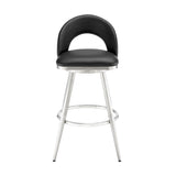 Armen Living - Lottech Swivel Counter or Bar Stool in Faux Leather and Metal - 840254335356