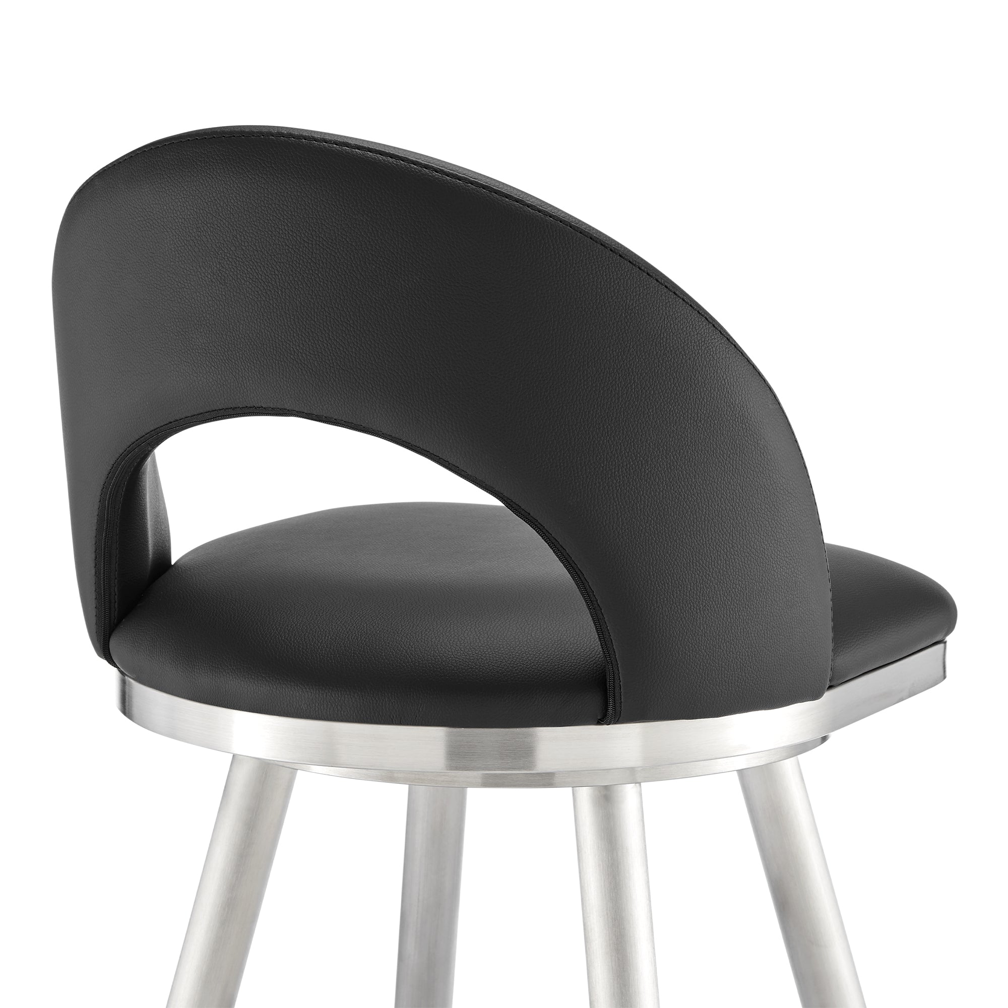 Armen Living - Lottech Swivel Counter or Bar Stool in Faux Leather and Metal - 840254335356