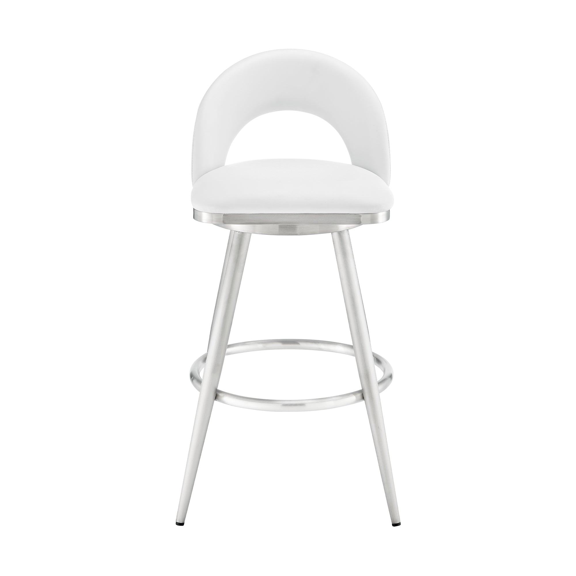 Armen Living - Lottech Swivel Counter or Bar Stool in Faux Leather and Metal - 840254335370