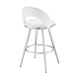 Armen Living - Lottech Swivel Counter or Bar Stool in Faux Leather and Metal - 840254335370