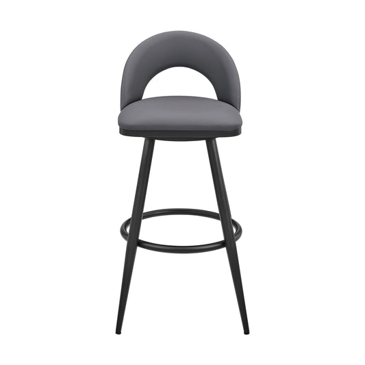 Armen Living - Lottech Swivel Counter or Bar Stool in Faux Leather and Metal - 840254335387