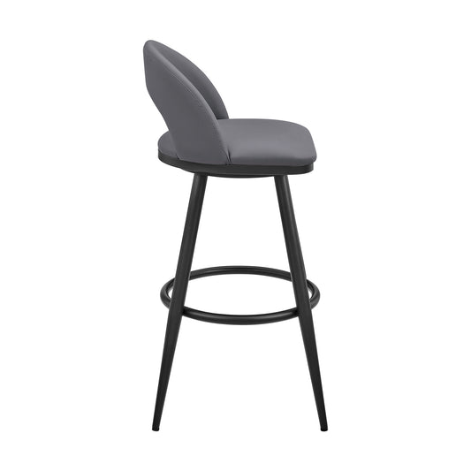 Armen Living - Lottech Swivel Counter or Bar Stool in Faux Leather and Metal - 840254335387