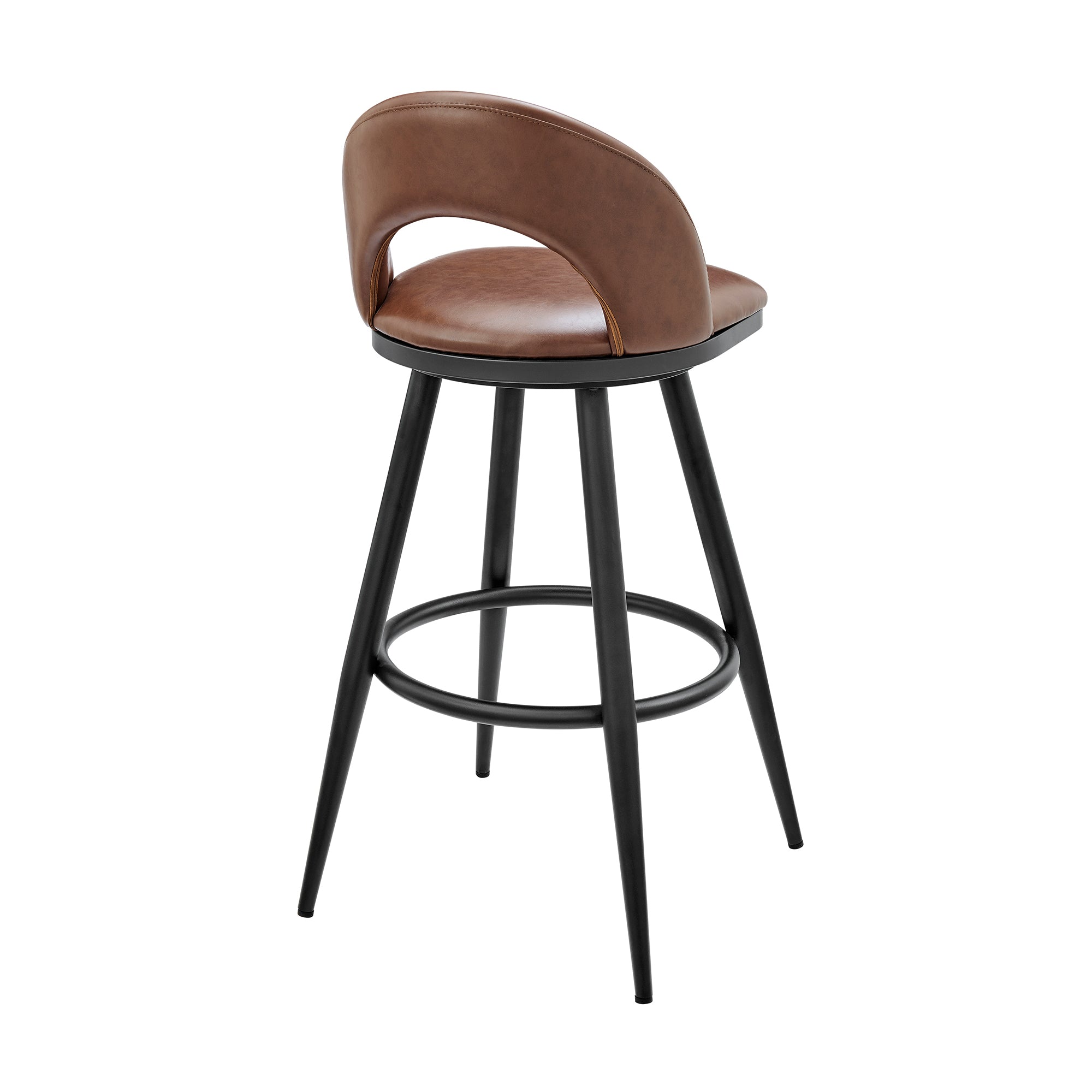 Armen Living - Lottech Swivel Counter or Bar Stool in Faux Leather and Metal - 840254335394