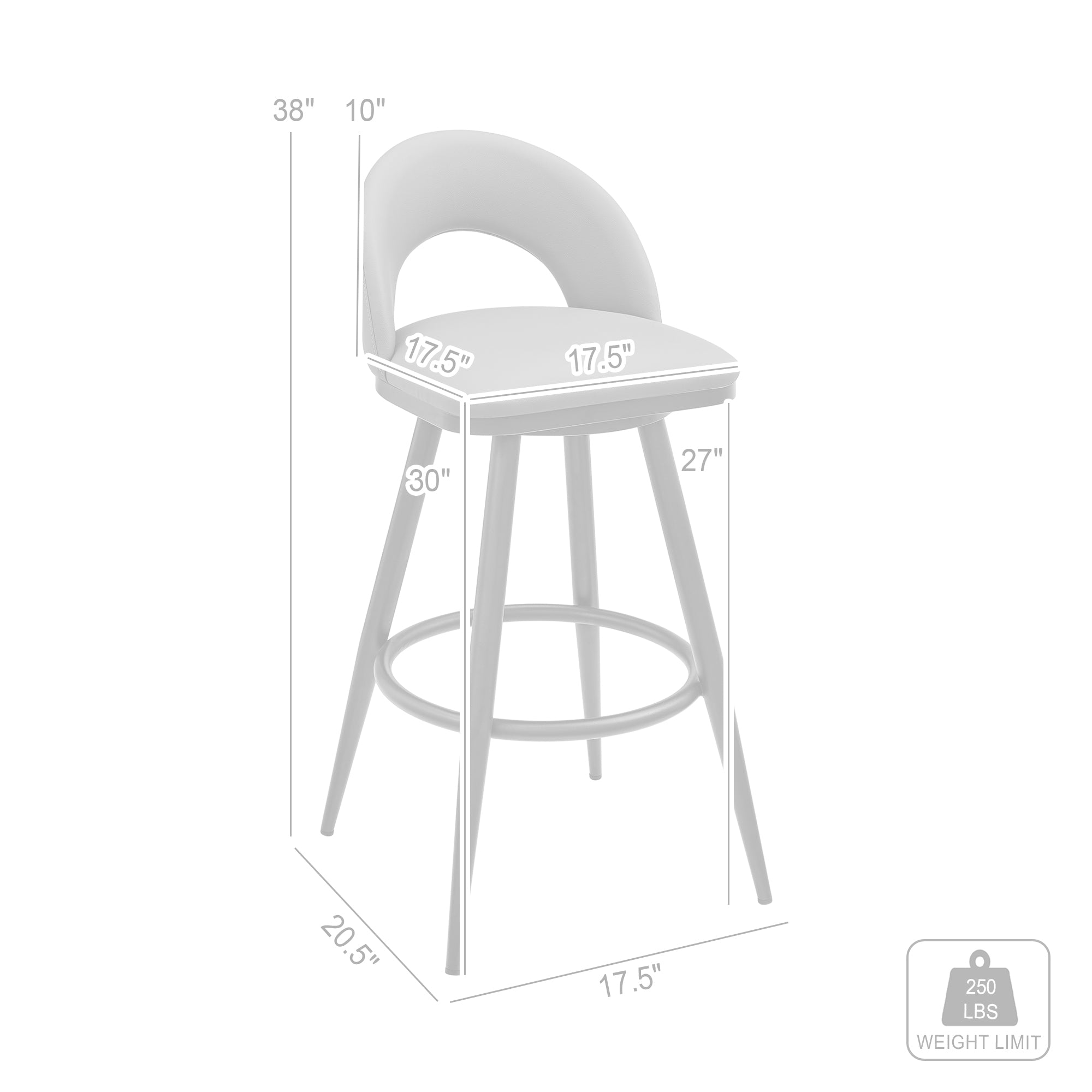 Armen Living - Lottech Swivel Counter or Bar Stool in Faux Leather and Metal - 840254335400