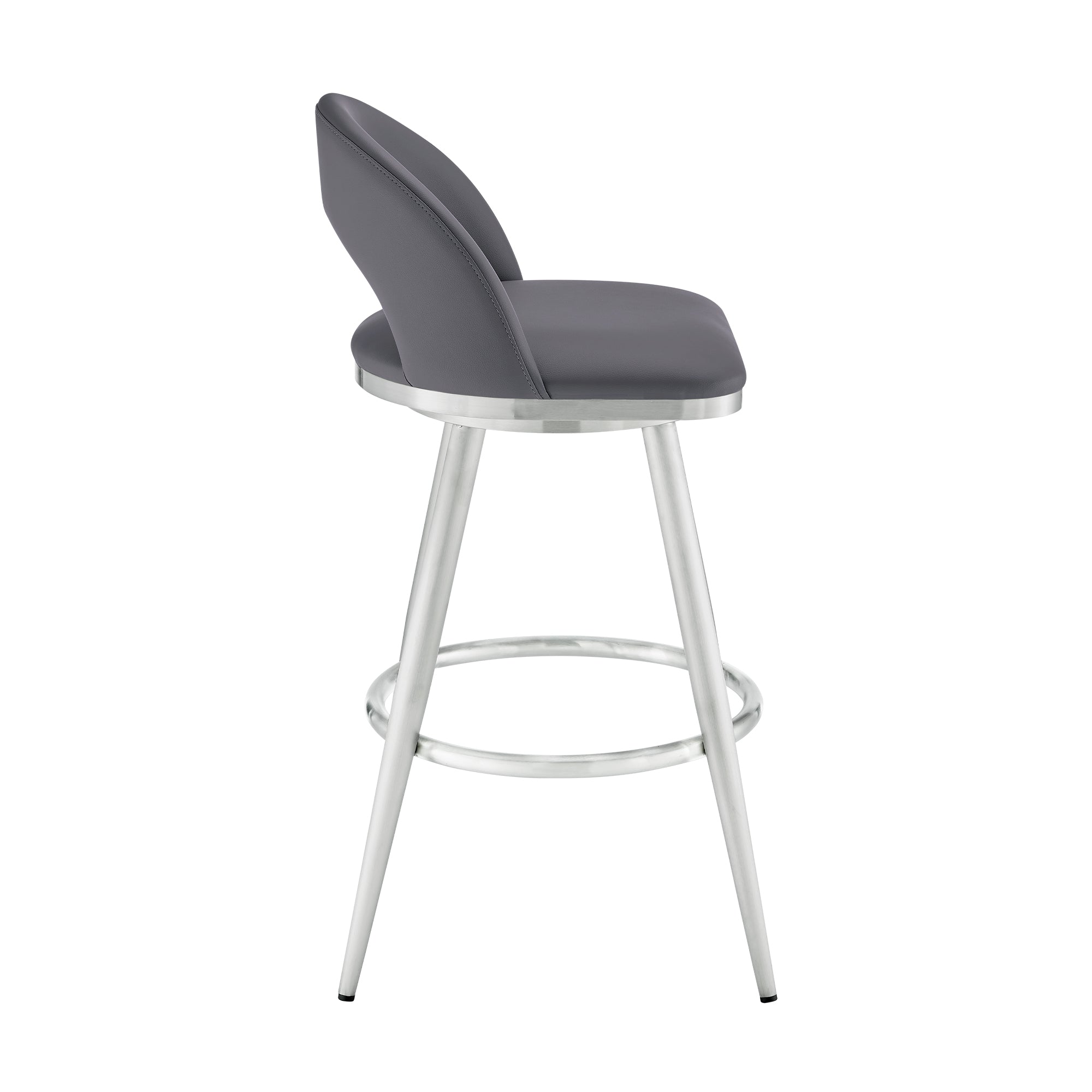 Armen Living - Lottech Swivel Counter or Bar Stool in Faux Leather and Metal - 840254335417