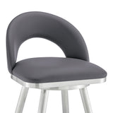 Armen Living - Lottech Swivel Counter or Bar Stool in Faux Leather and Metal - 840254335417