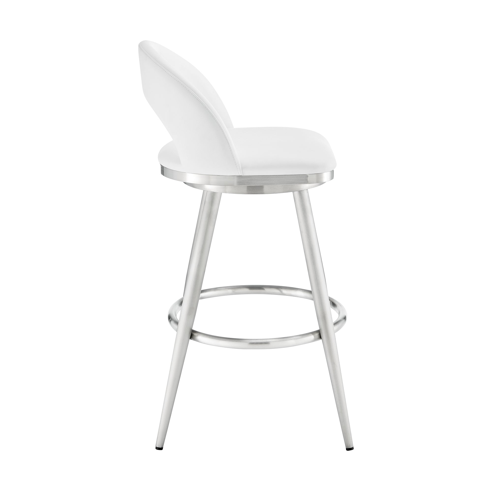 Armen Living - Lottech Swivel Counter or Bar Stool in Faux Leather and Metal - 840254335424