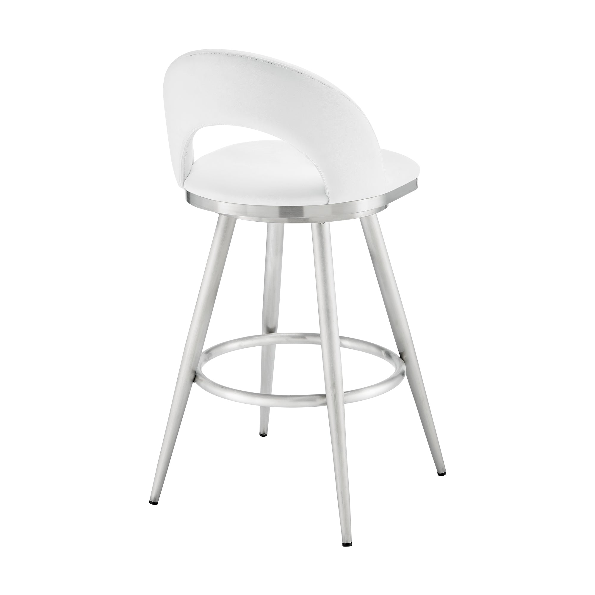 Armen Living - Lottech Swivel Counter or Bar Stool in Faux Leather and Metal - 840254335424