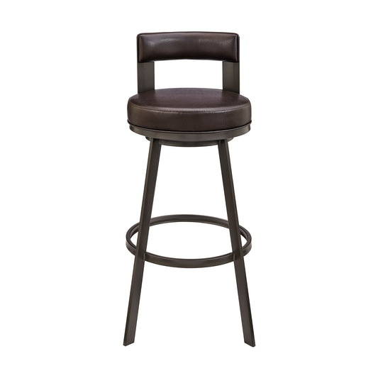 Armen Living - Lynof Swivel Counter or Bar Stool in Faux Leather and Metal - 840254335448