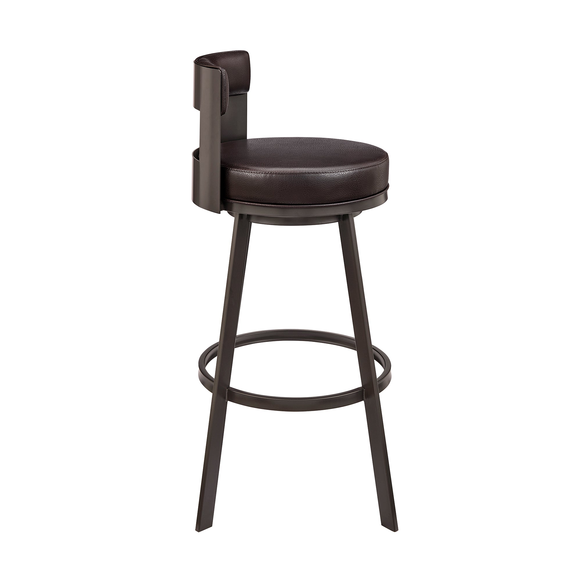 Armen Living - Lynof Swivel Counter or Bar Stool in Faux Leather and Metal - 840254335448