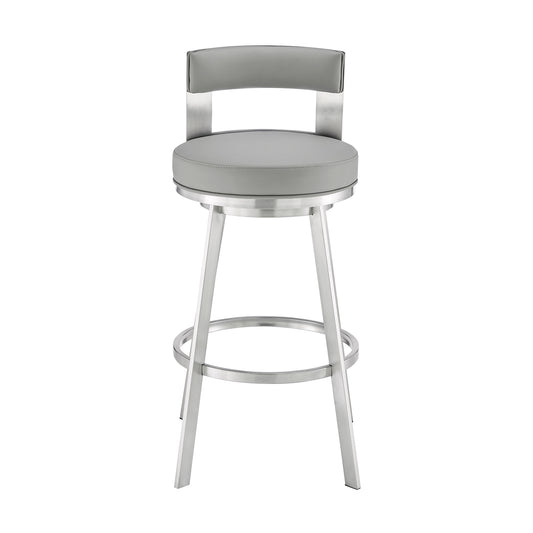 Armen Living - Lynof Swivel Counter or Bar Stool in Faux Leather and Metal - 840254335462