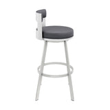 Armen Living - Lynof Swivel Counter or Bar Stool in Faux Leather and Metal - 840254335479