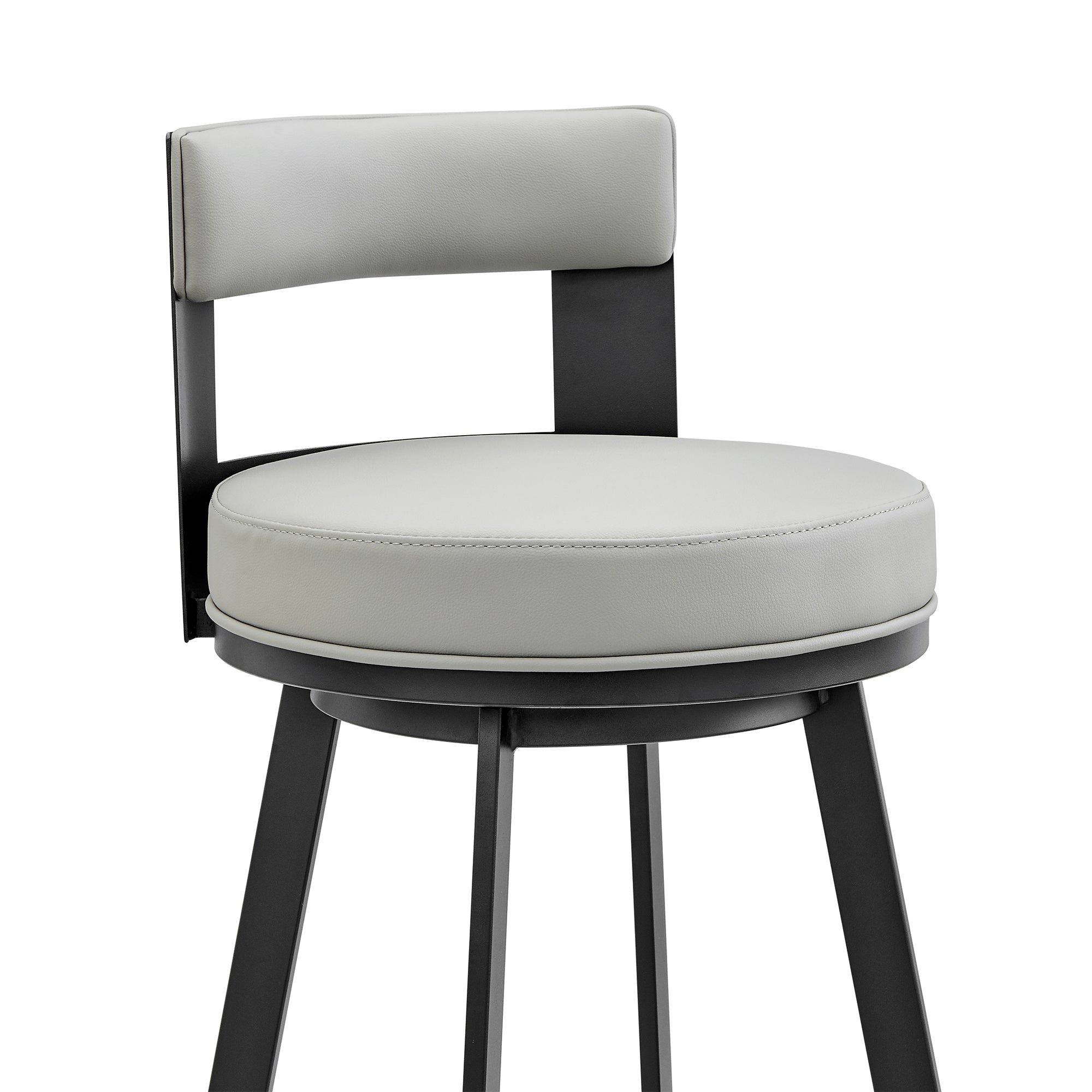 Armen Living - Lynof Swivel Counter or Bar Stool in Faux Leather and Metal - 840254335493