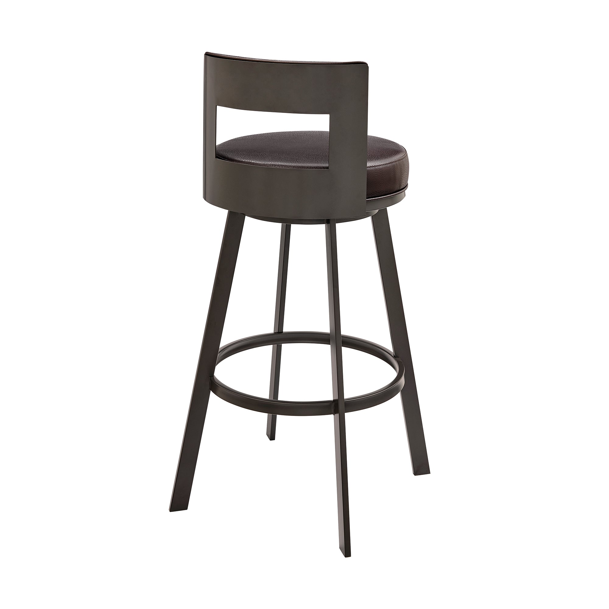 Armen Living - Lynof Swivel Counter or Bar Stool in Faux Leather and Metal - 840254335509