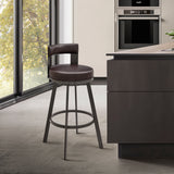 Armen Living - Lynof Swivel Counter or Bar Stool in Faux Leather and Metal - 840254335509