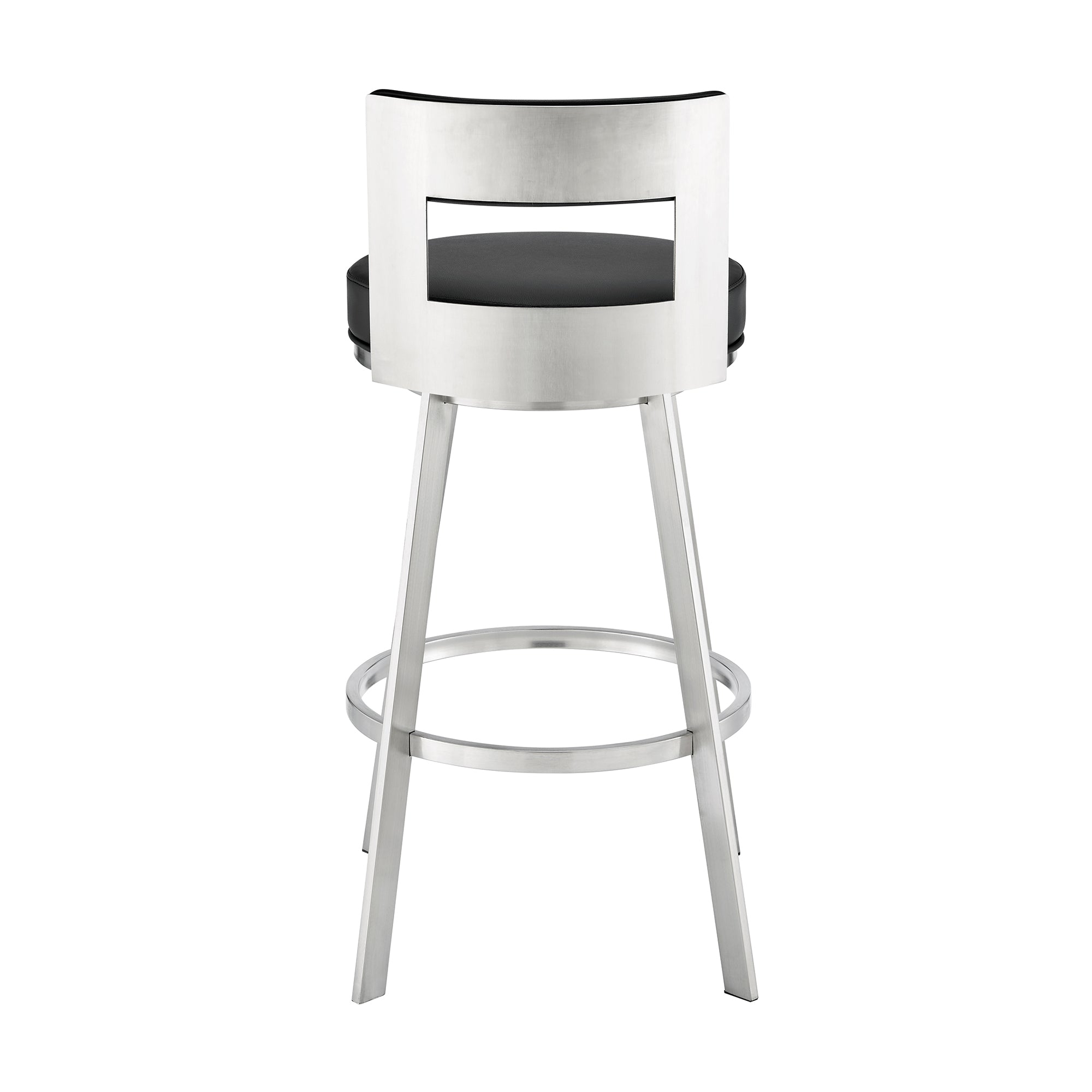 Armen Living - Lynof Swivel Counter or Bar Stool in Faux Leather and Metal - 840254335516