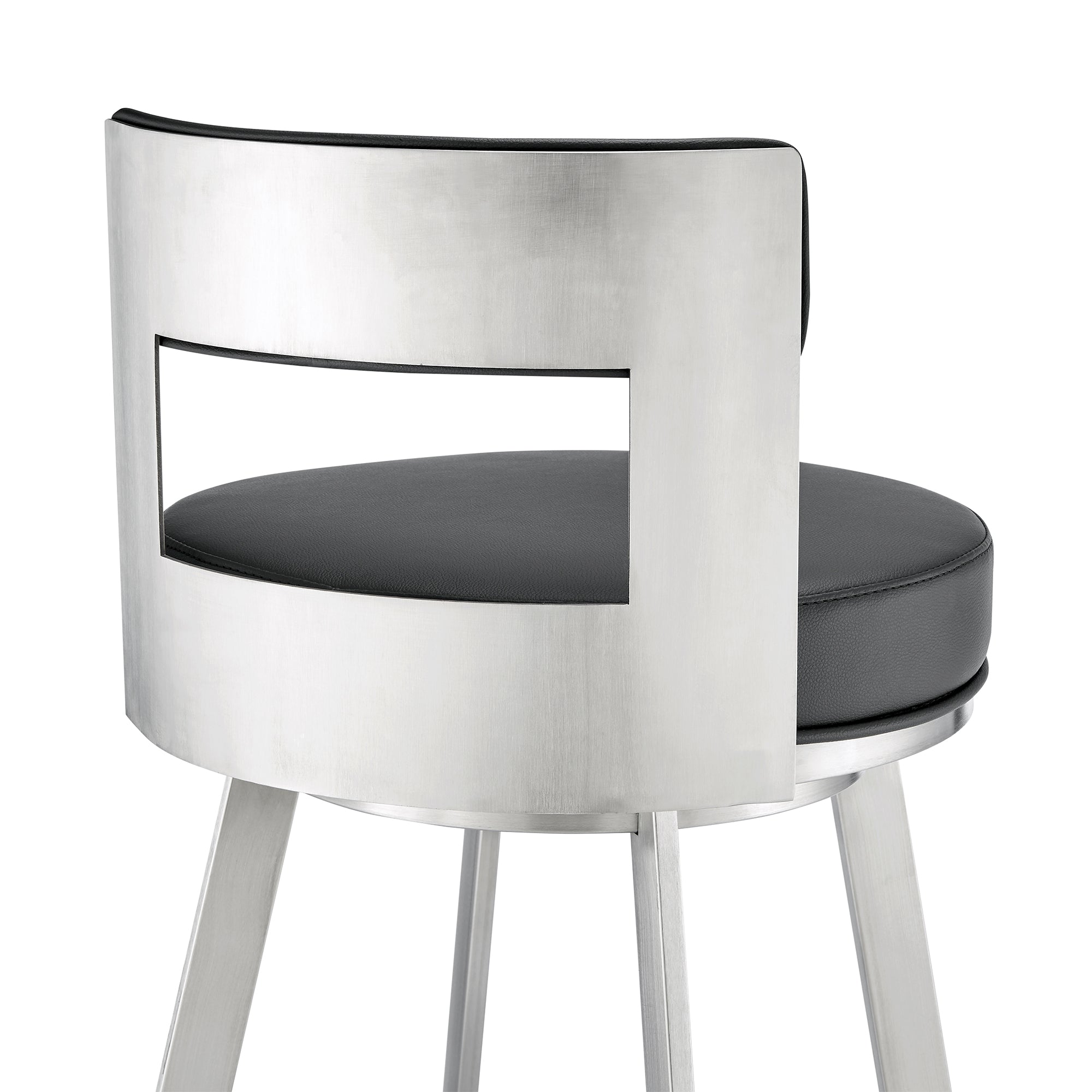 Armen Living - Lynof Swivel Counter or Bar Stool in Faux Leather and Metal - 840254335516