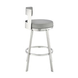 Armen Living - Lynof Swivel Counter or Bar Stool in Faux Leather and Metal - 840254335523