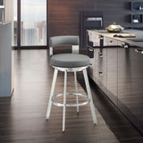 Armen Living - Lynof Swivel Counter or Bar Stool in Faux Leather and Metal - 840254335530
