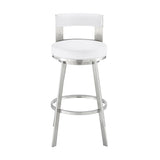 Armen Living - Lynof Swivel Counter or Bar Stool in Faux Leather and Metal - 840254335547